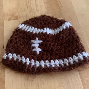 Hand made newborn football hat
